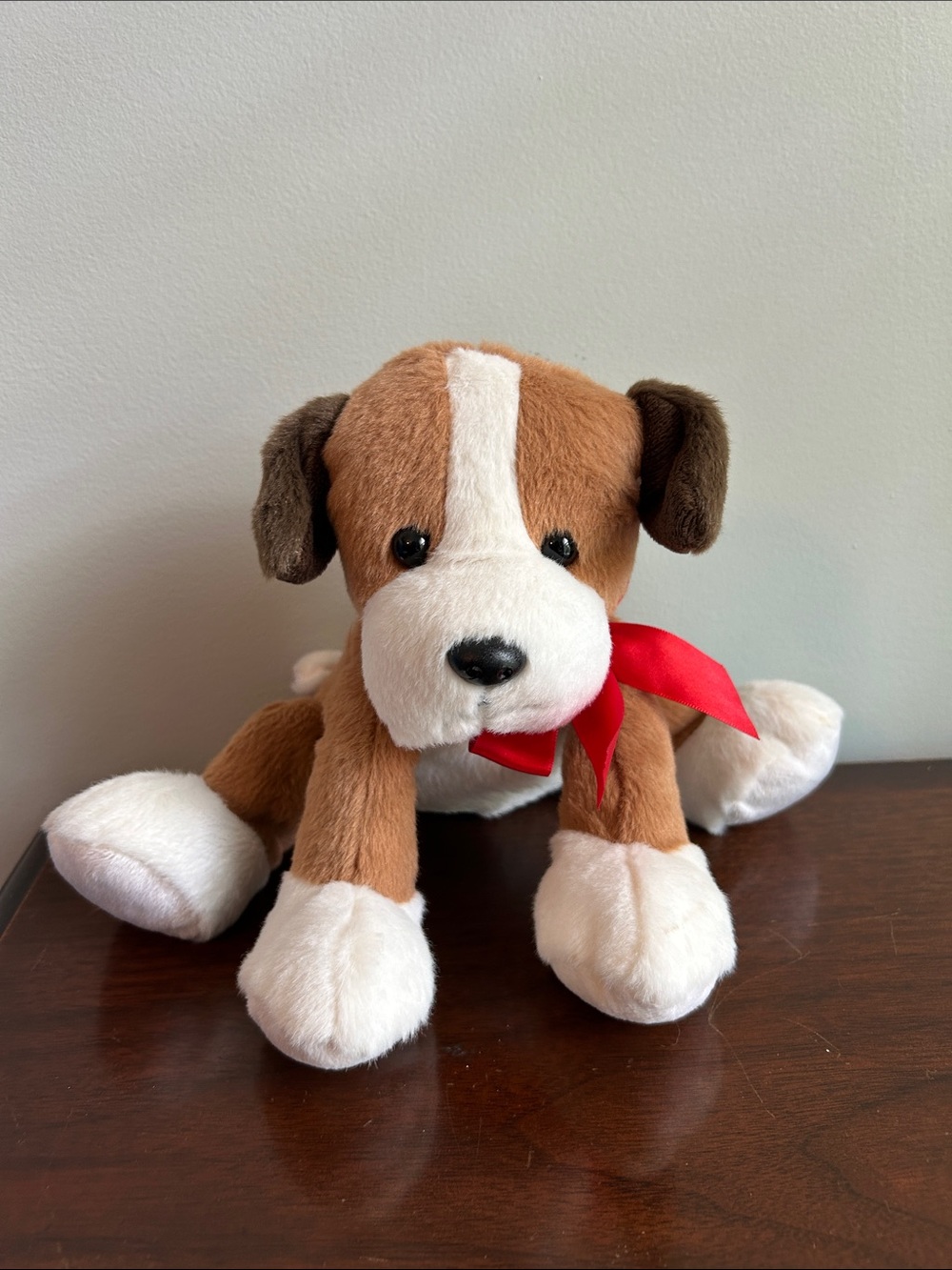 Animal Adventure Brown & White Dog Plush Red Ribbon Target 2015